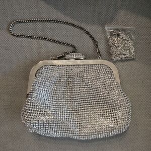 David's Bridal Sparkling Silver Clutch
